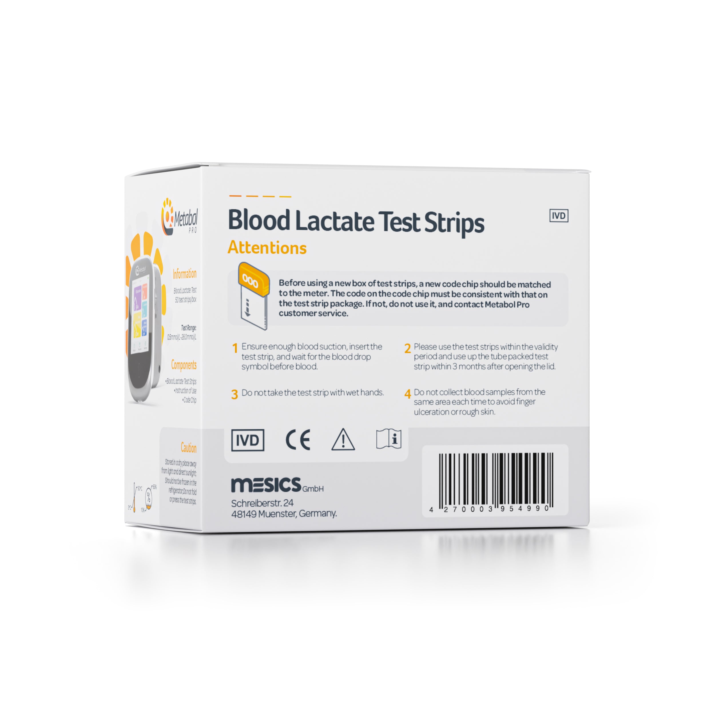 Lactate Test Strips (50 Pieces per Box)